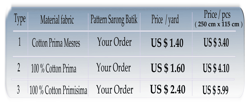 Batik sarong wholesale special according your order