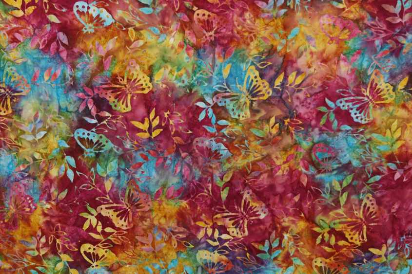 Batik fabric for quilting Virginia with stamp multicolor technique at Batikdlidir